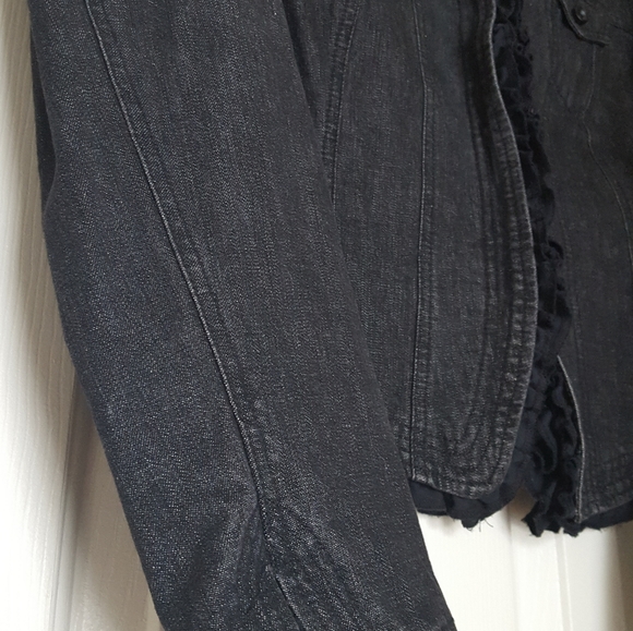INC International Concepts ruffle Jean jacket - Picture 3 of 6